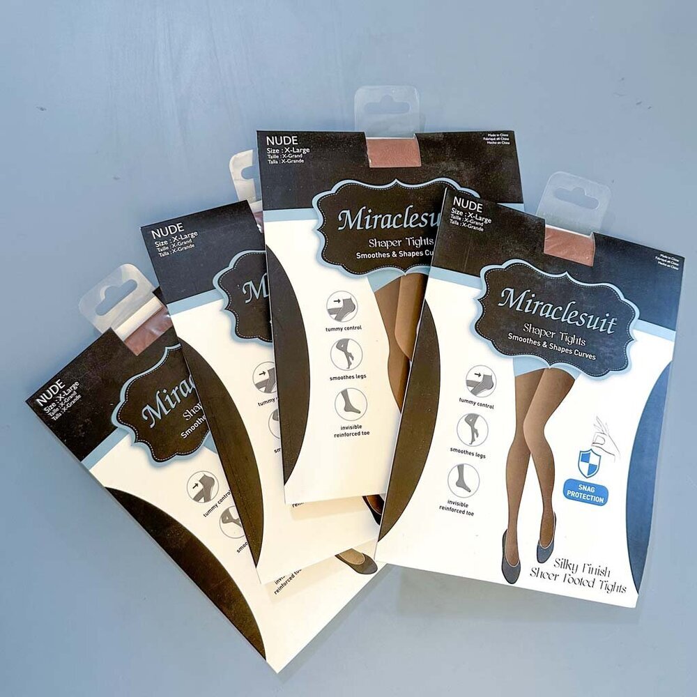 4 Pairs Miraclesuit Shaper Tights, Nude X-Large, NWT